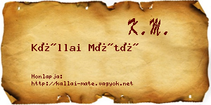Kállai Máté névjegykártya