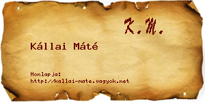 Kállai Máté névjegykártya